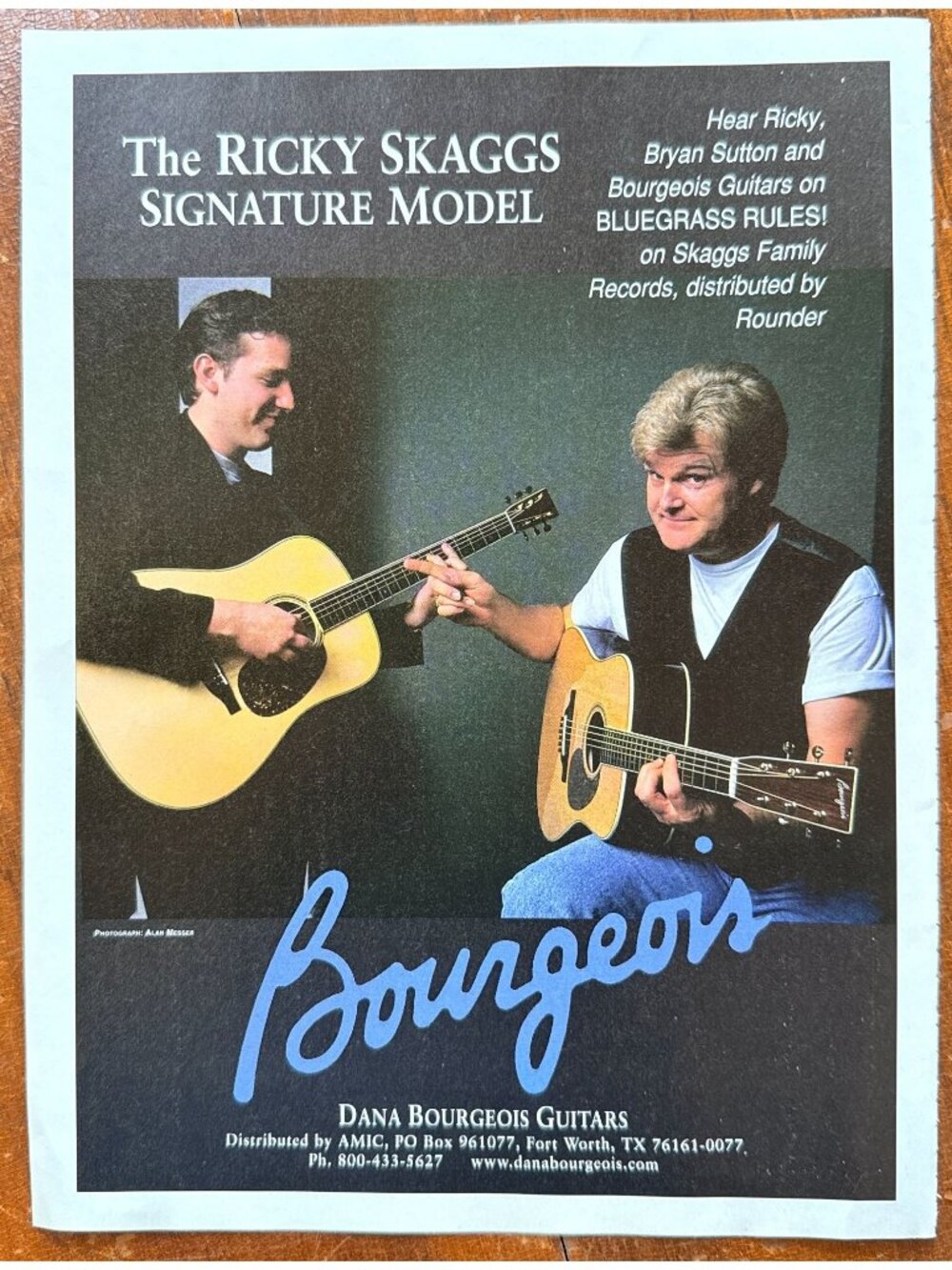Vintage 1998 Ricky Skaggs Dana Bourgeois Guitar Magazine Advertisement Print Ad